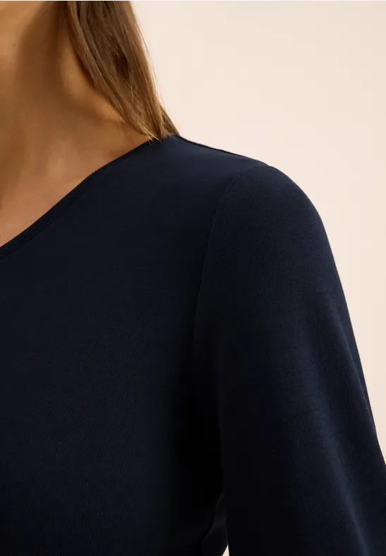 V-Neck Langarmshirt urban dark blue