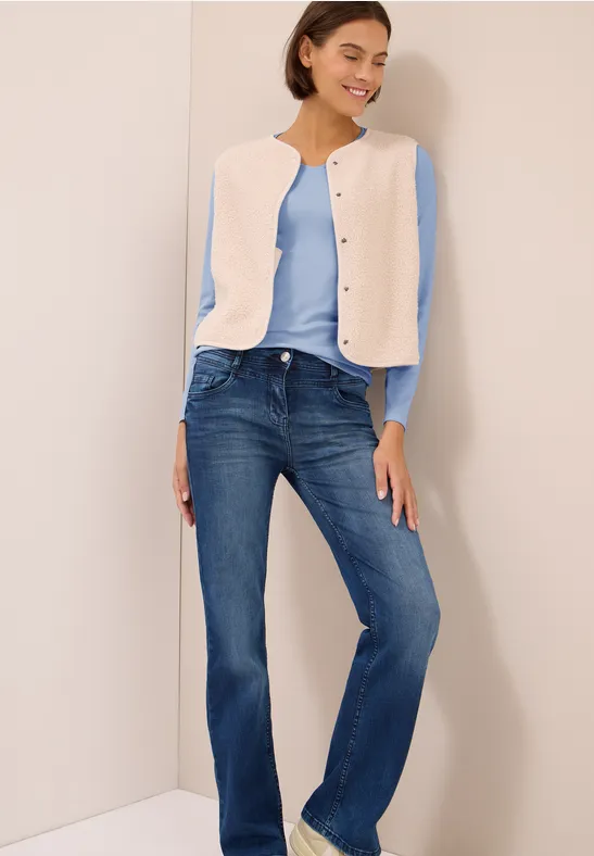 V-Neck Langarmshirt mountain blue