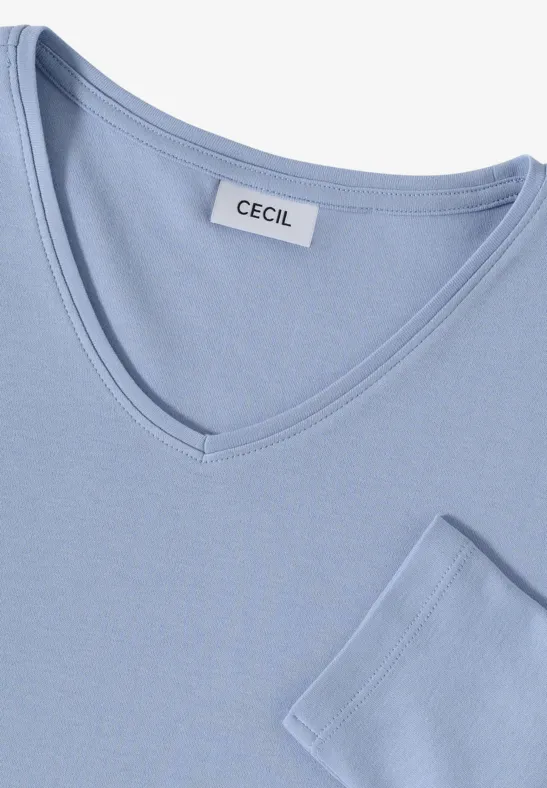 V-Neck Langarmshirt mountain blue