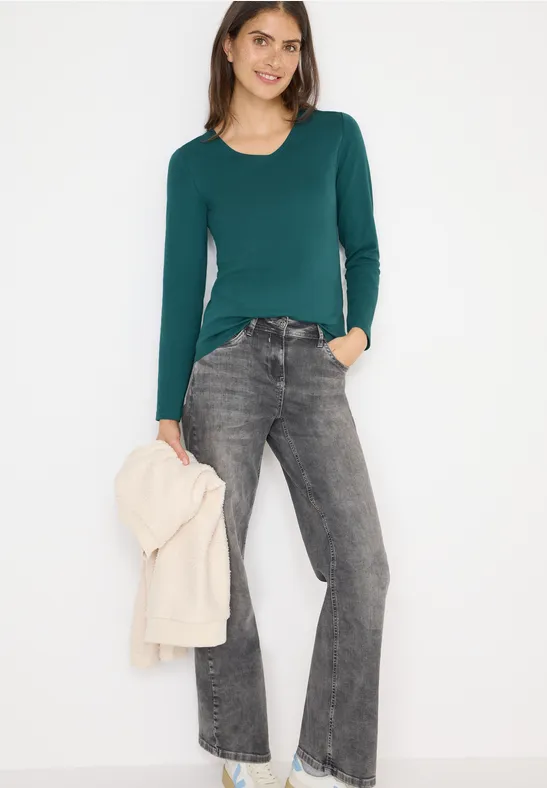 V-Neck Langarmshirt dark sea green