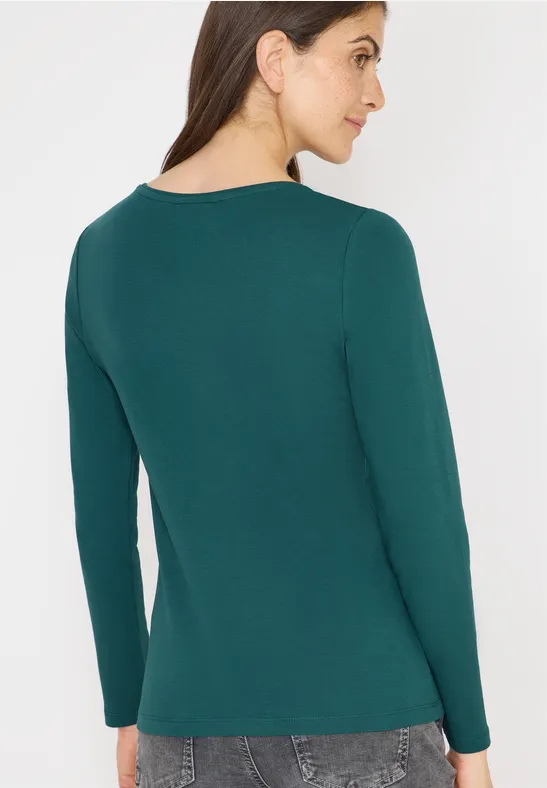 V-Neck Langarmshirt dark sea green