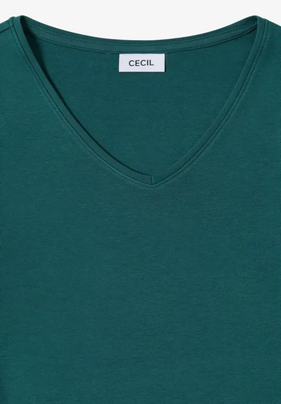 V-Neck Langarmshirt dark sea green