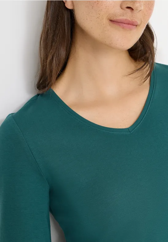 V-Neck Langarmshirt dark sea green