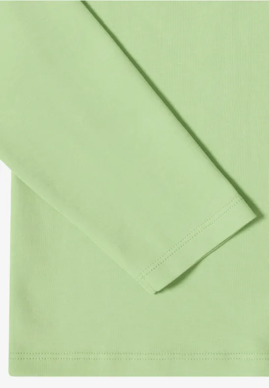 V-Neck Langarmshirt bamboo green