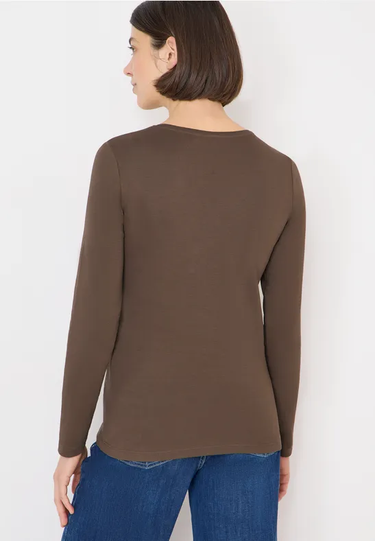 V-Neck Langarmshirt urban taupe