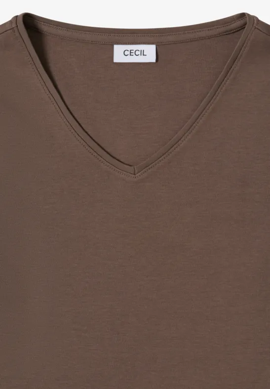 V-Neck Langarmshirt urban taupe