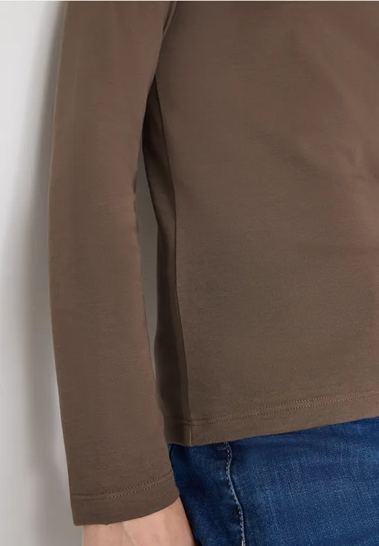 V-Neck Langarmshirt urban taupe