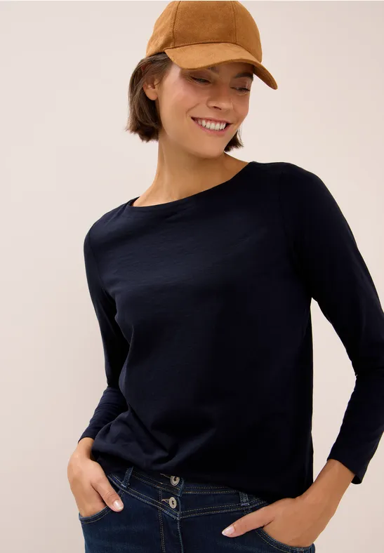 Basic Langarmshirt urban dark blue