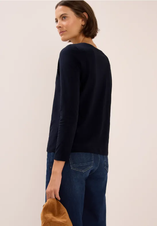 Basic Langarmshirt urban dark blue