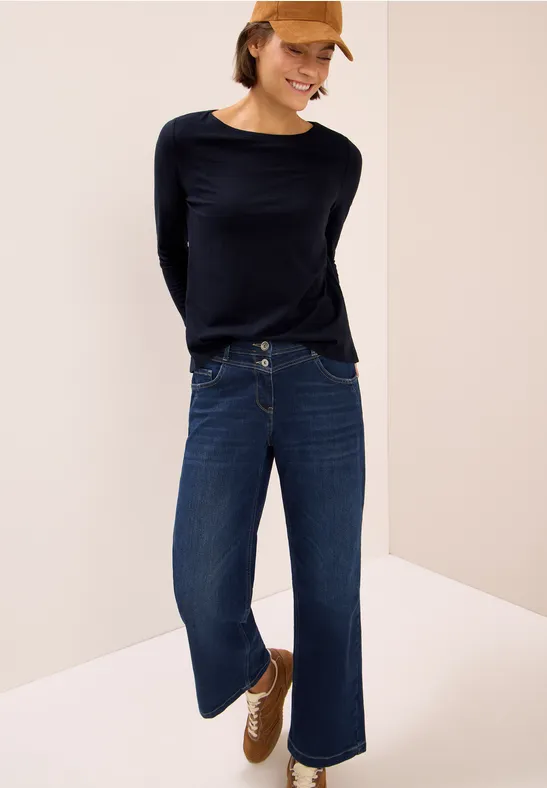 Basic Langarmshirt urban dark blue