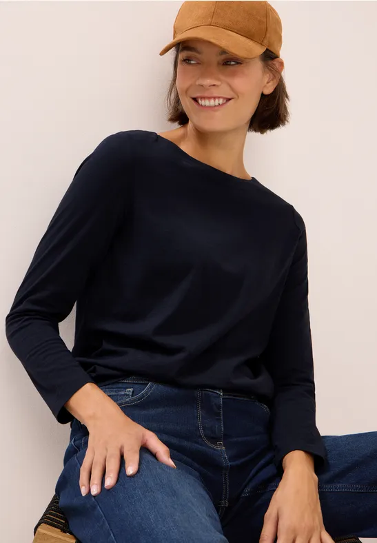 Basic Langarmshirt urban dark blue