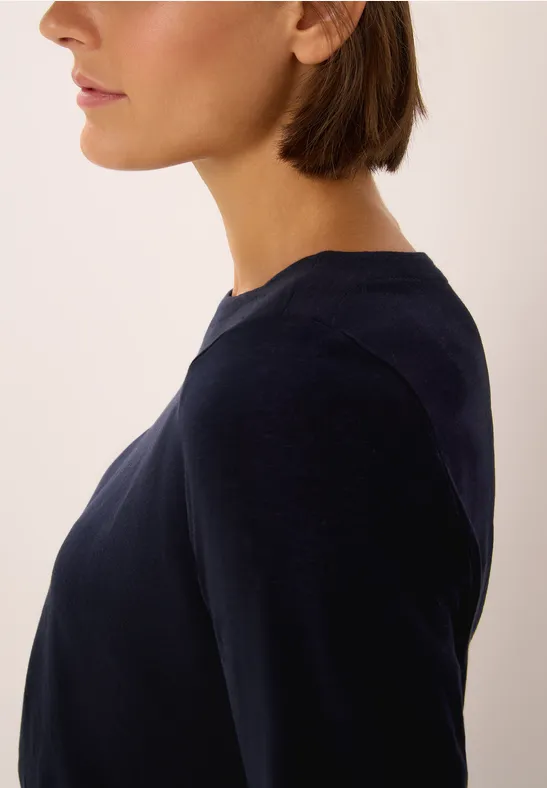 Basic Langarmshirt urban dark blue