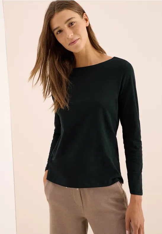 Basic Langarmshirt ink green