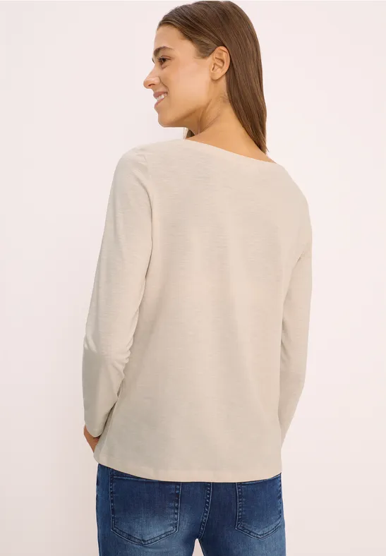 Basic Langarmshirt oat milk beige