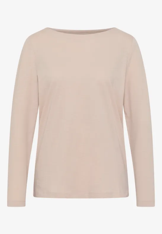 Basic Langarmshirt oat milk beige