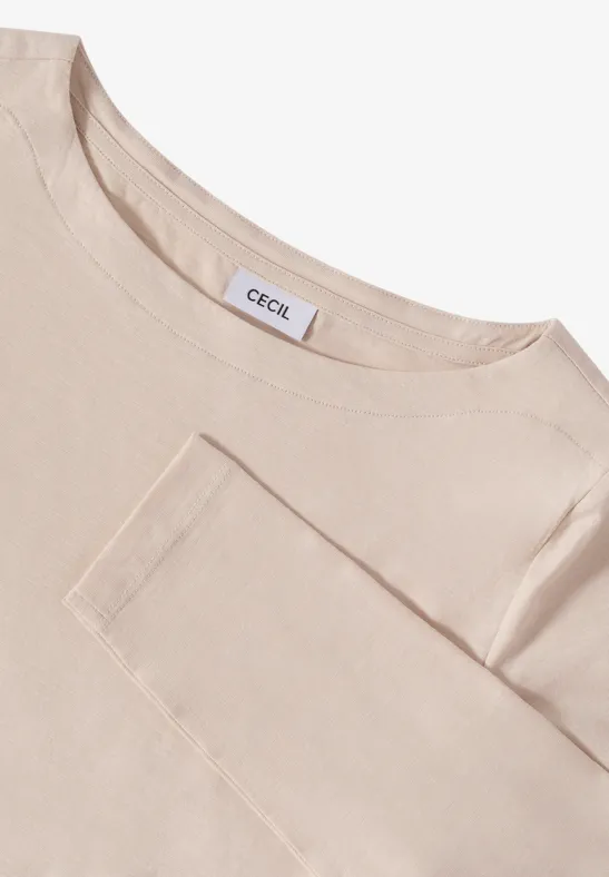 Basic Langarmshirt oat milk beige