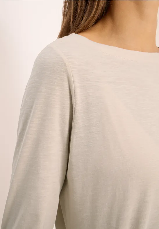 Basic Langarmshirt oat milk beige