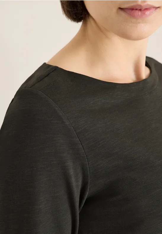 Basic Langarmshirt raw khaki