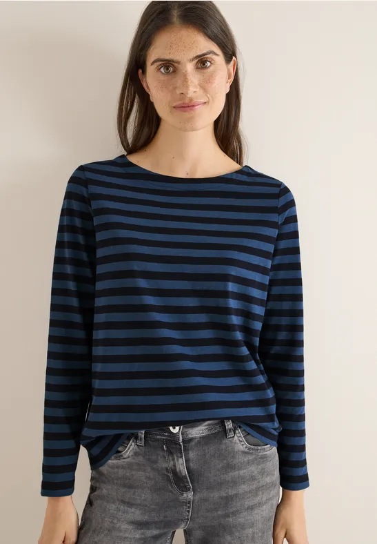 Gestreiftes Basic Shirt urban dark blue