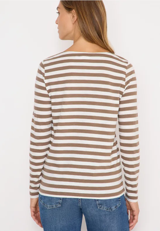 T-shirt de base rayé natural taupe