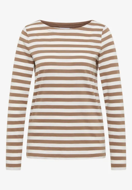 T-shirt de base rayé natural taupe