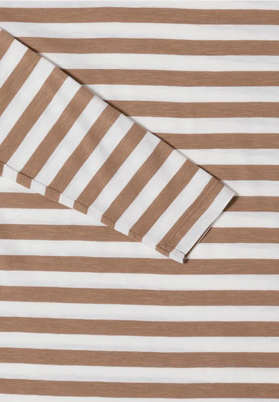 T-shirt de base rayé natural taupe