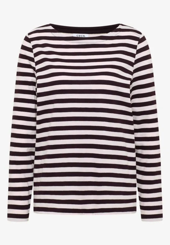 Gestreiftes Basic Shirt eggplant red