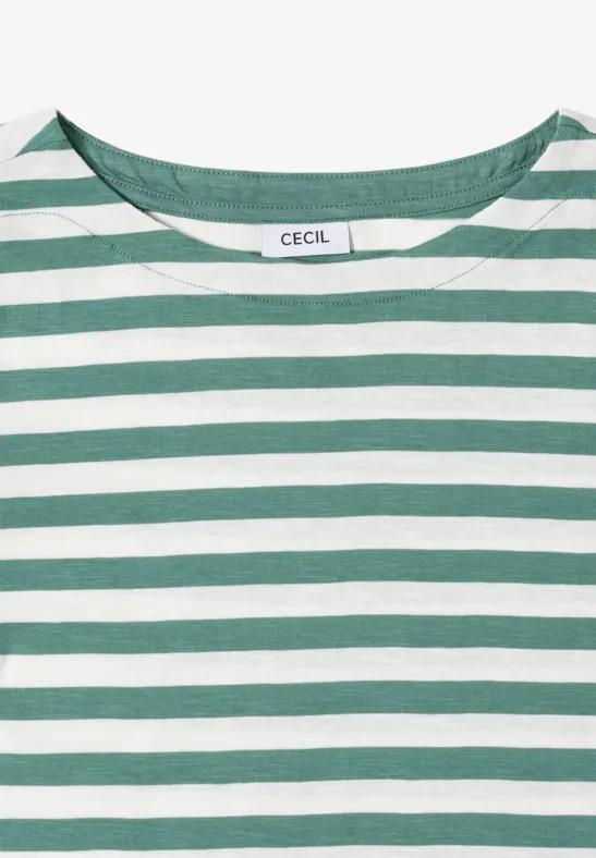 Gestreiftes Basic Shirt jewel green