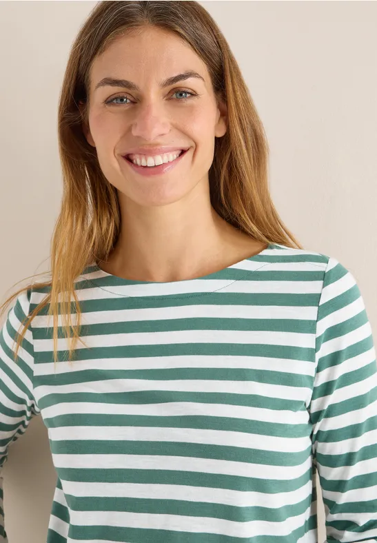 Gestreiftes Basic Shirt jewel green