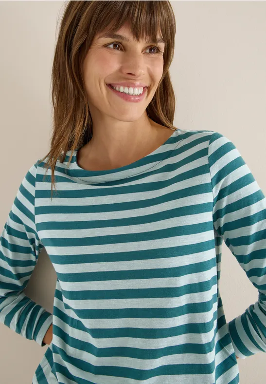 Gestreiftes Basic Shirt dark sea green