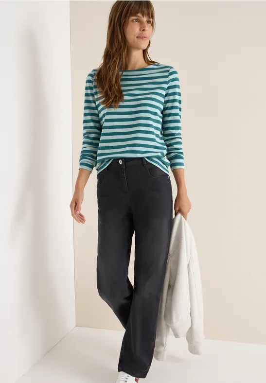 Gestreiftes Basic Shirt dark sea green