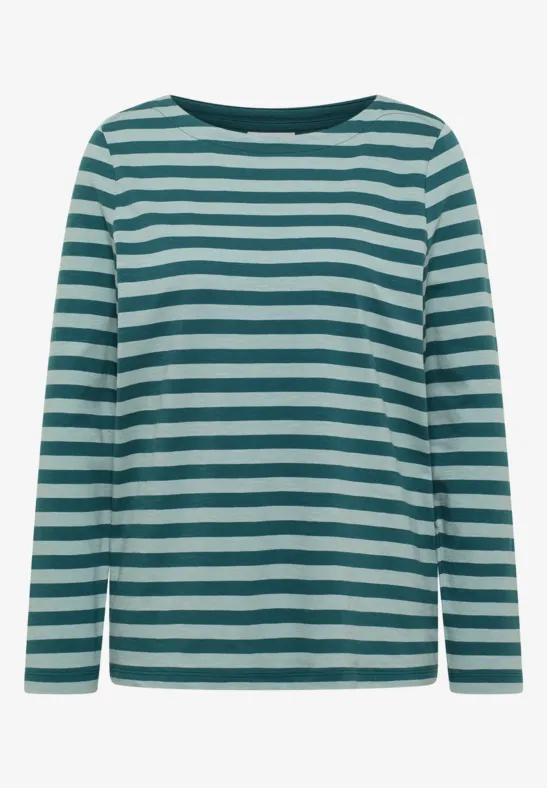 Gestreiftes Basic Shirt dark sea green