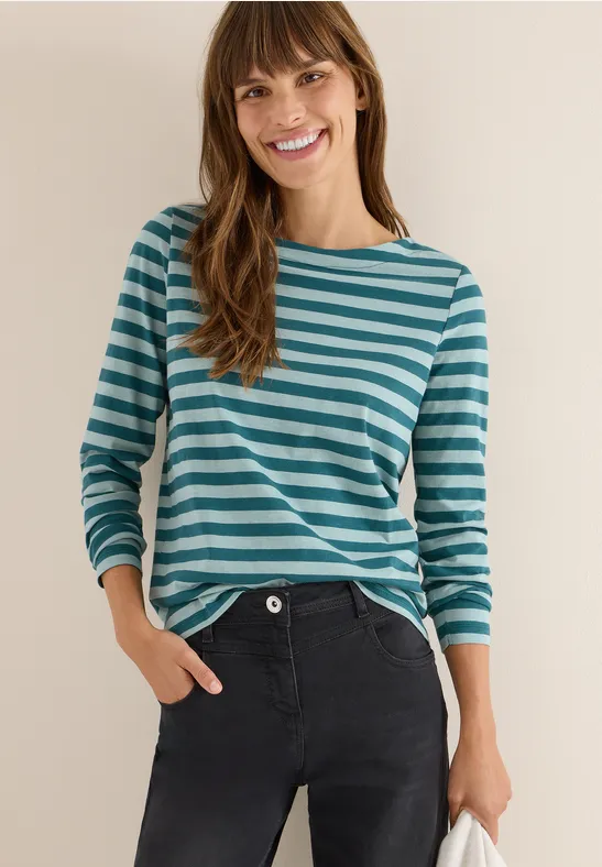 Gestreiftes Basic Shirt dark sea green