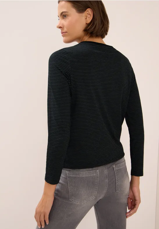 Shirt mit tonalen Streifen Black