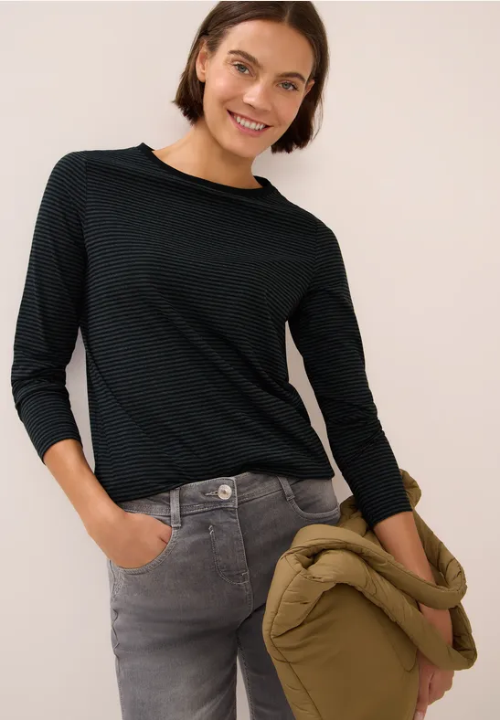 Shirt mit tonalen Streifen Black