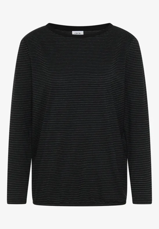 Shirt mit tonalen Streifen Black