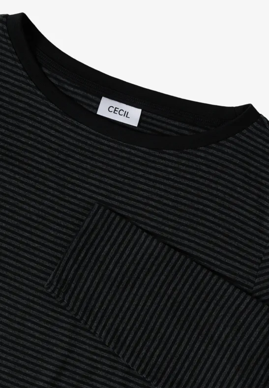 Shirt mit tonalen Streifen Black