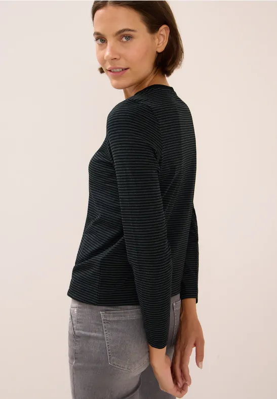 Shirt mit tonalen Streifen Black