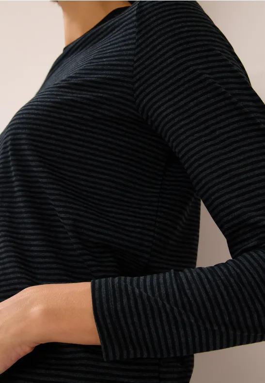 Shirt mit tonalen Streifen Black