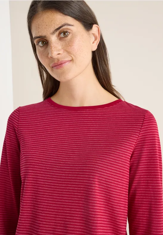 Shirt mit tonalen Streifen beaujolais red