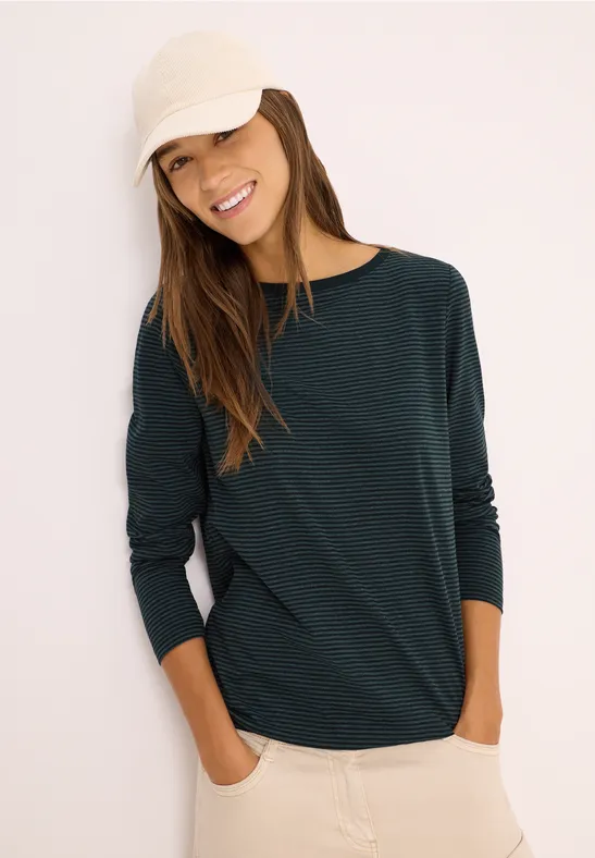 Shirt mit tonalen Streifen ink green