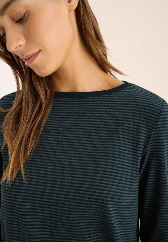 Shirt mit tonalen Streifen ink green