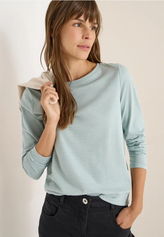 Shirt met ton-sur-ton strepen light mint blue