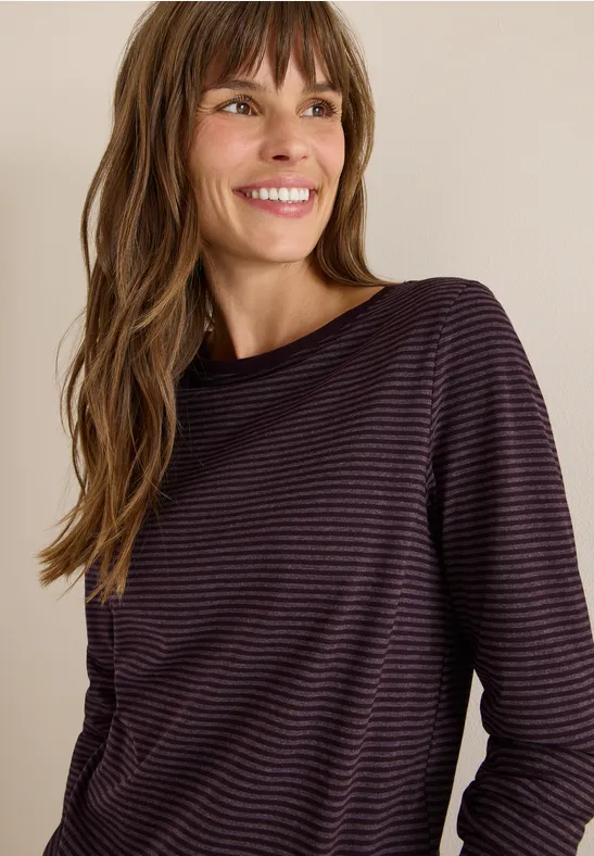 Shirt mit tonalen Streifen eggplant red