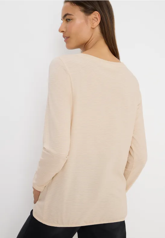 Shirt mit tonalen Streifen oat milk beige