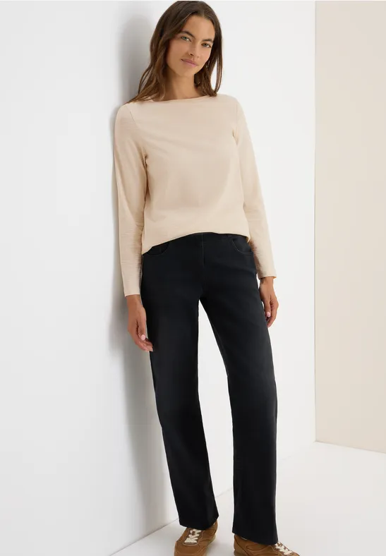 Shirt mit tonalen Streifen oat milk beige