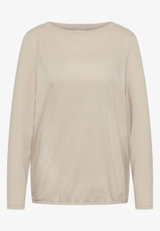 Shirt mit tonalen Streifen oat milk beige