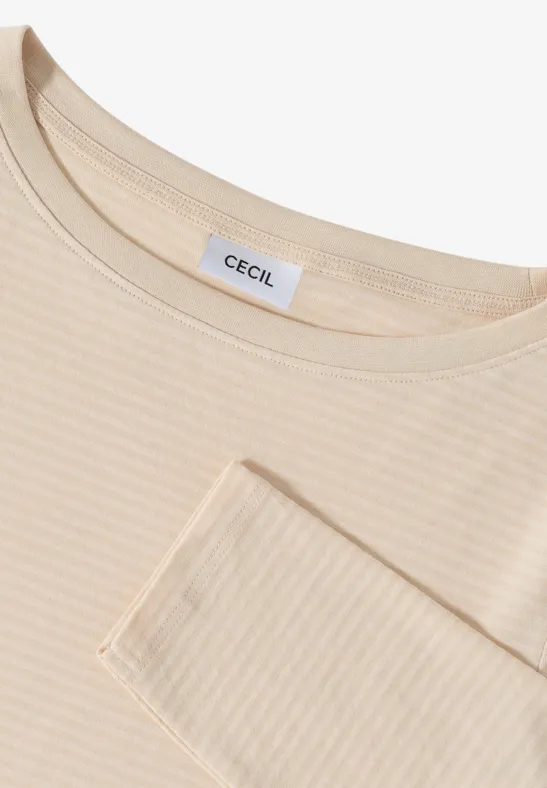 Shirt mit tonalen Streifen oat milk beige
