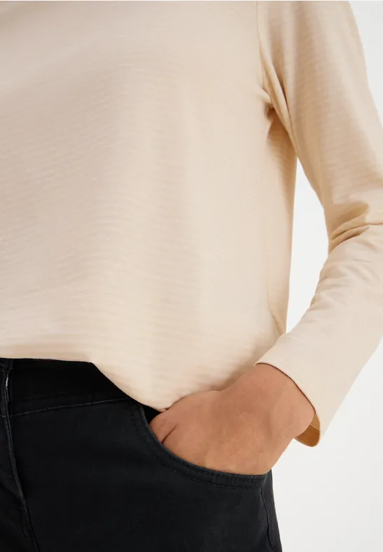 Shirt mit tonalen Streifen oat milk beige