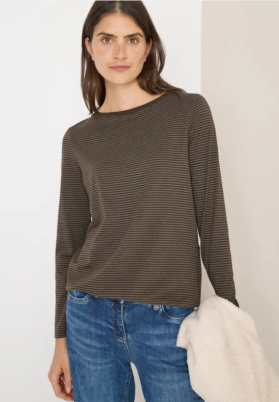 Shirt mit tonalen Streifen chocolate mousse